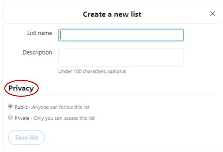 Create A New Twitter List
